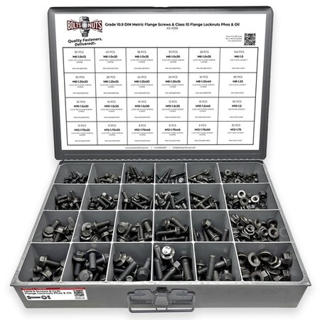 Boltsandnuts.Com Metric Class 10.9 Hex Flange Frame Bolts & Nuts Assortment - 739 PCS Assortment Kit #339